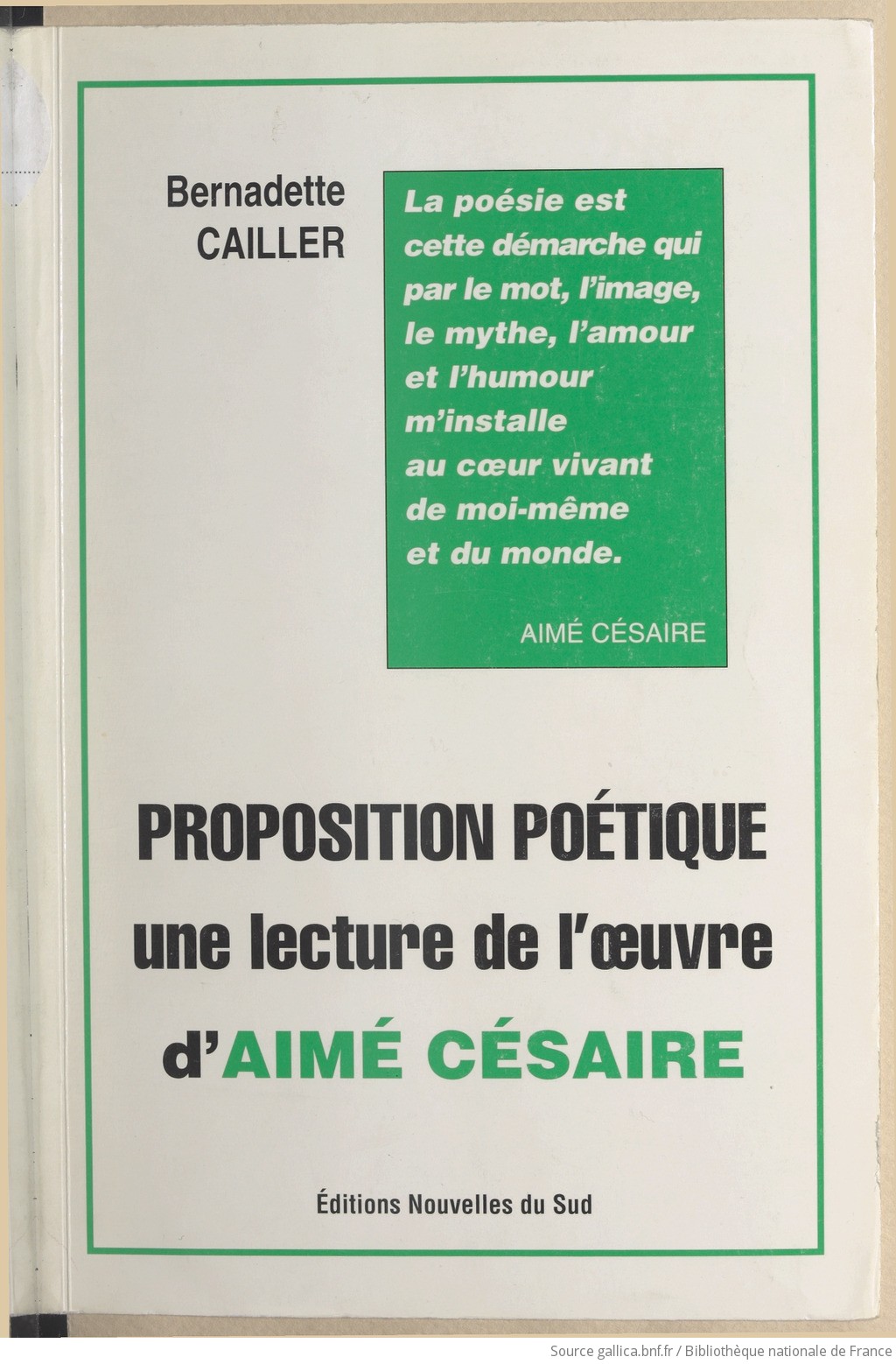 PROPOSITION POETIQUE